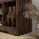 HOMCOM Upholstered Entryway Shoe Bench with Storage Drawer Open Shelf Brown