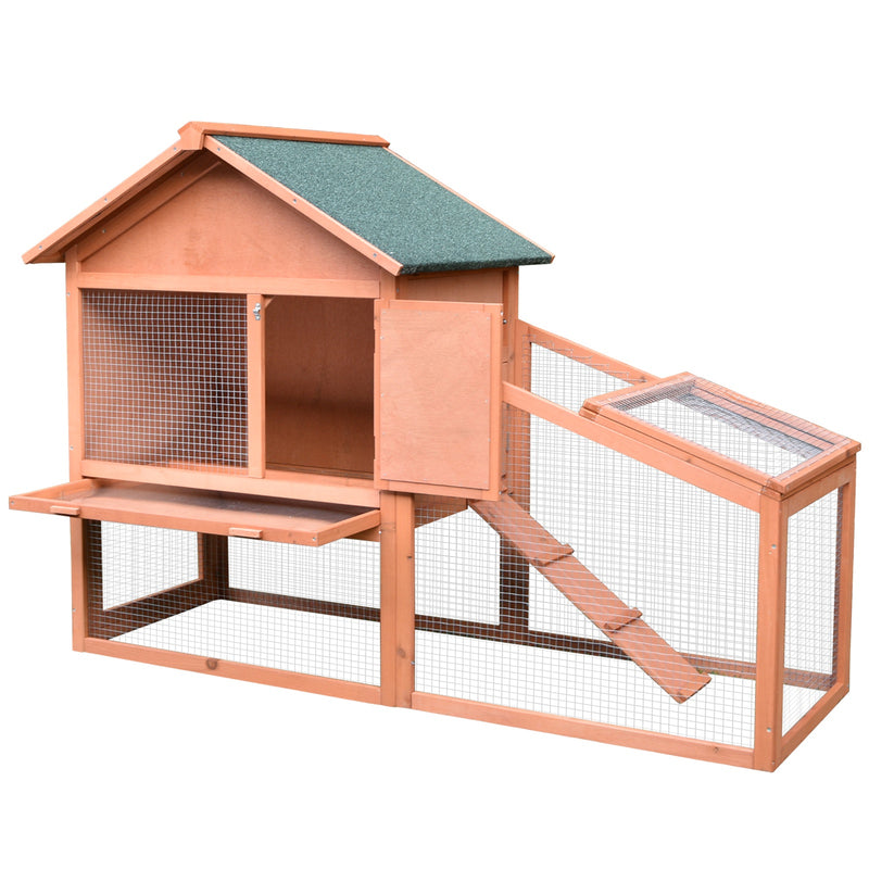 Pawhut Gold Red Wooden Rabbit Hutch