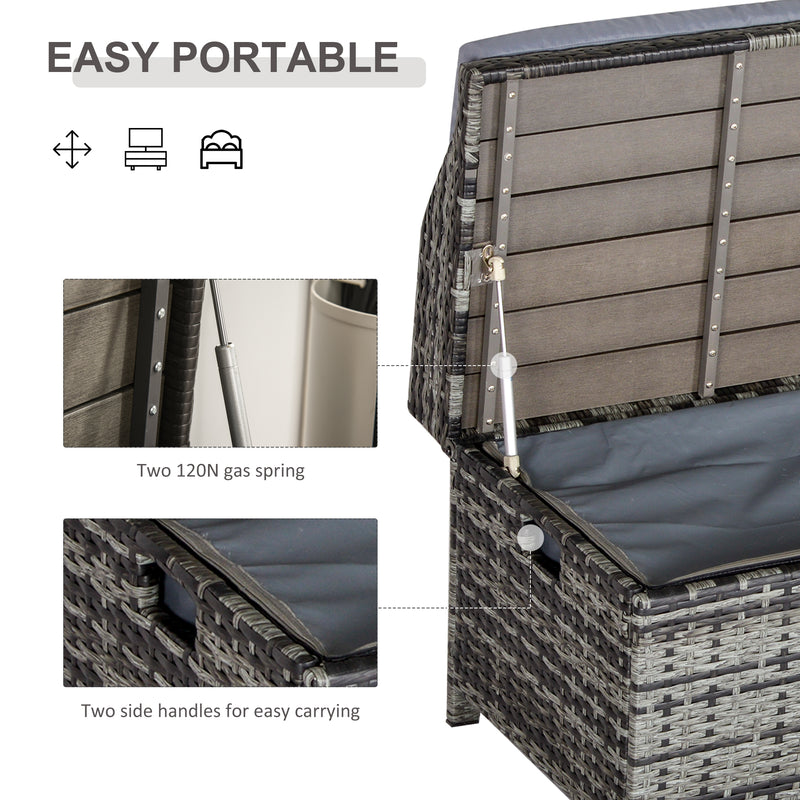 Outsunny Rattan Storage Bench Grey