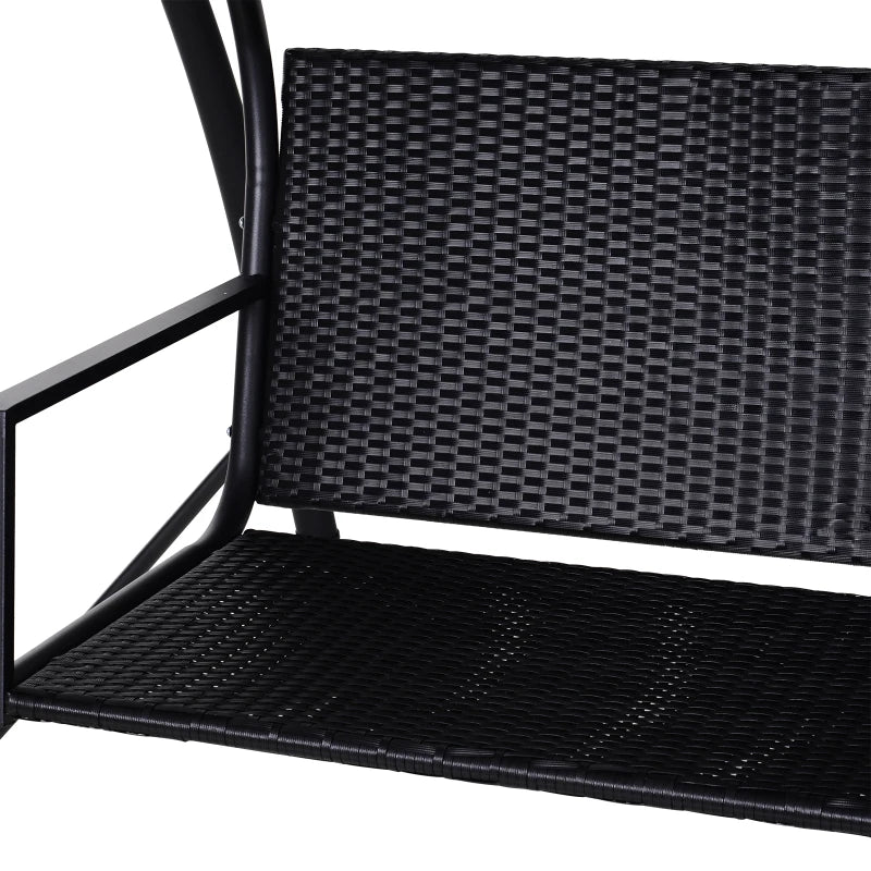 Outsunny Rattan Garden Swing Chair 3-Seater Black