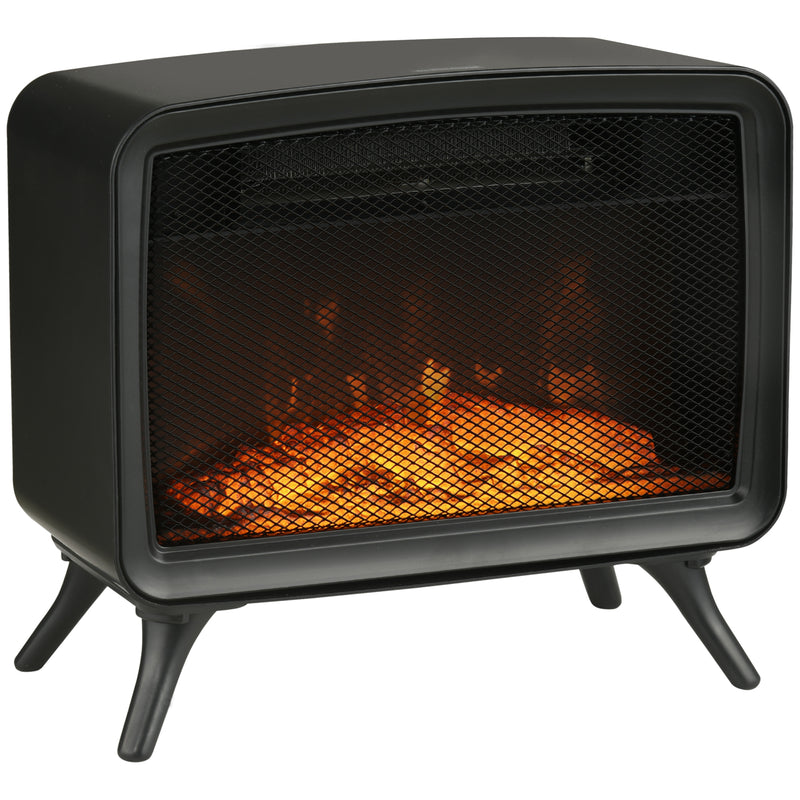 HOMCOM Electric Fireplace, Freestanding or Tabletop, Quiet Electric Stove with LED Flame Effect, 2 Heat Settings, Overheating Protection, 800W/1600W
