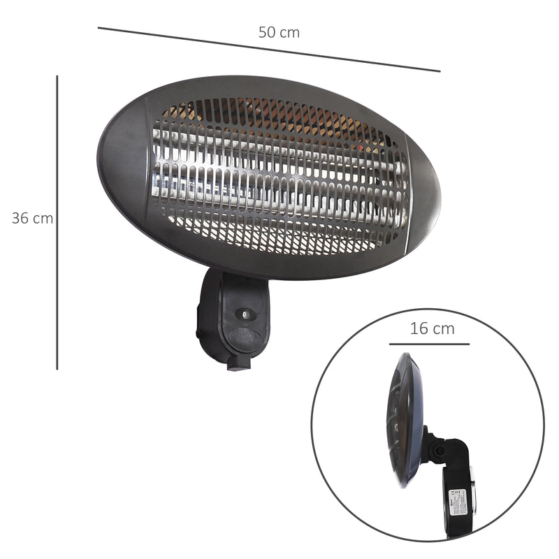 Outsunny Wall Mount Electric Infrared Patio Heater 220V-240V Black