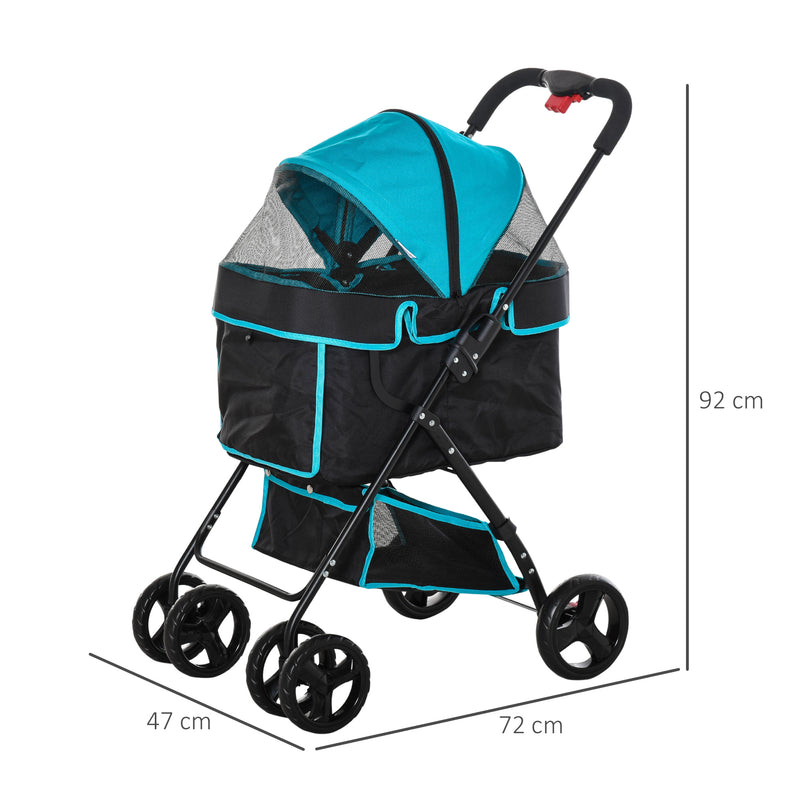 PawHut Pet Stroller with  Adjustable Canopy Removable Cloth - Blue