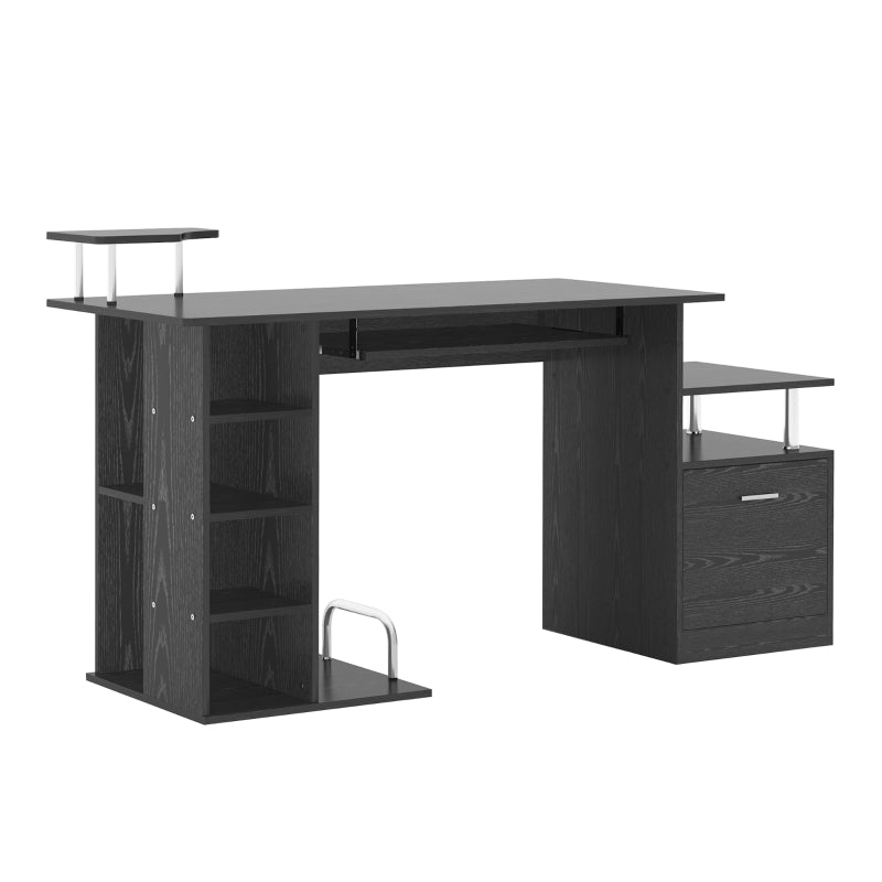 Computer Desk Workstation Wood Laptop Table W/Drawer Shelves - Black