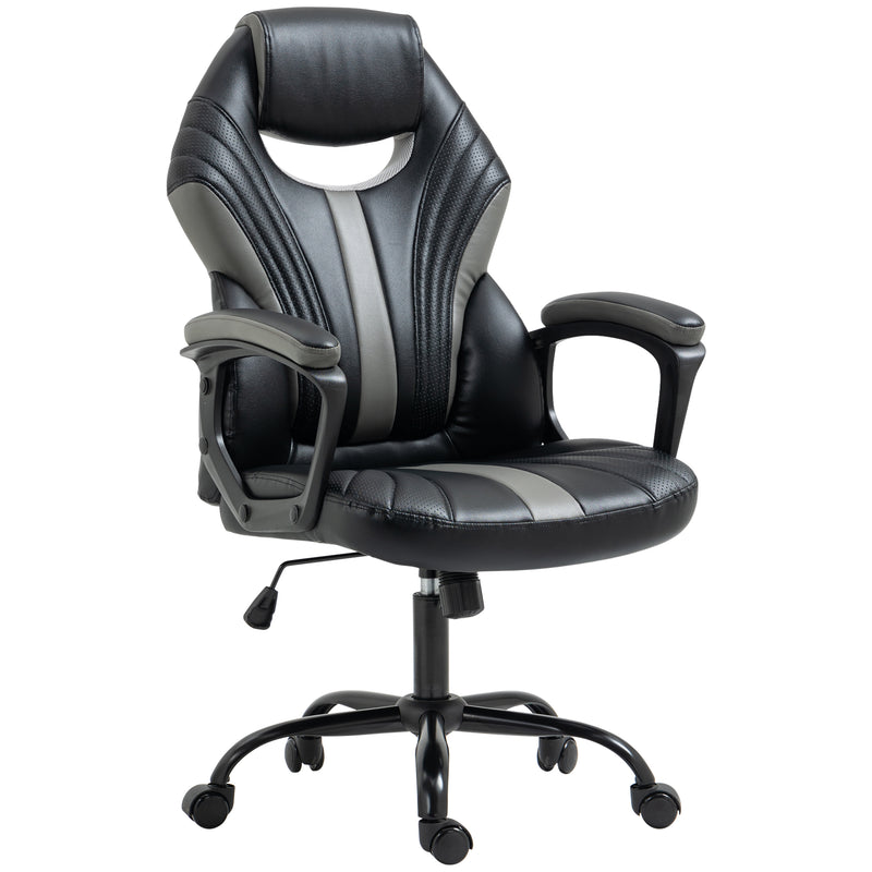 Vinsetto Gaming Chair, Faux Leather Computer Chair, Office Desk Gamer Chair with Swivel Wheels, Black