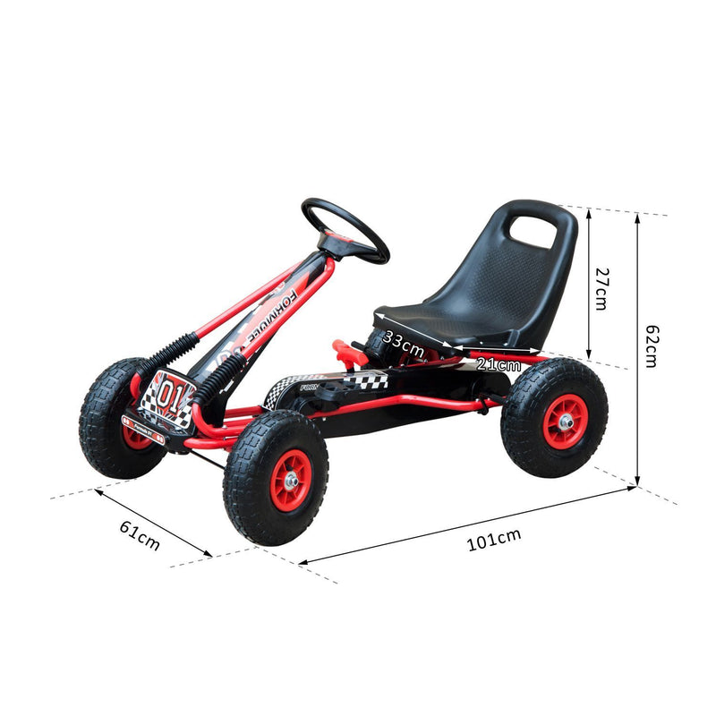 HOMCOM Kids Pedal Go Kart - Red & Black