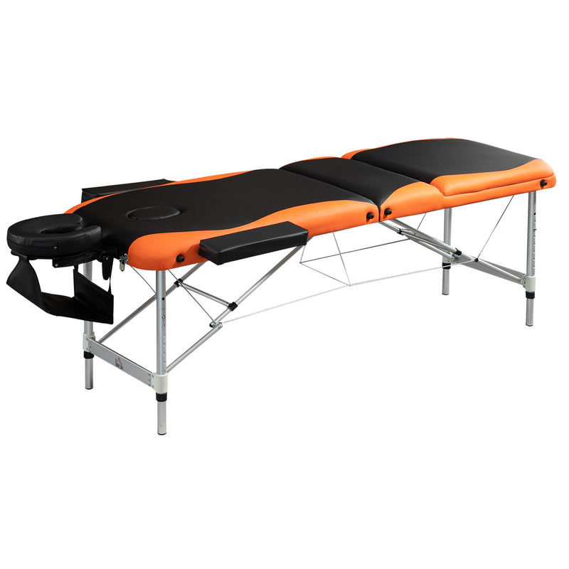 HOMCOM Portable PVC Massage Table Beauty Therapy Couch Bed Spa Aluminum Orange