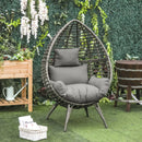Outsunny Wicker Rattan Egg Chair with 4 Legs Grey