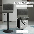 HOMCOM Adjustable Barstools Set Of 2, Swivel Counter Bar Chairs, Bar Stools With Footrest, PU Leather, Gas Lift, Grey