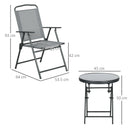 Outsunny Patio Bistro Set Folding Chairs & Coffee Table for Balcony,Grey