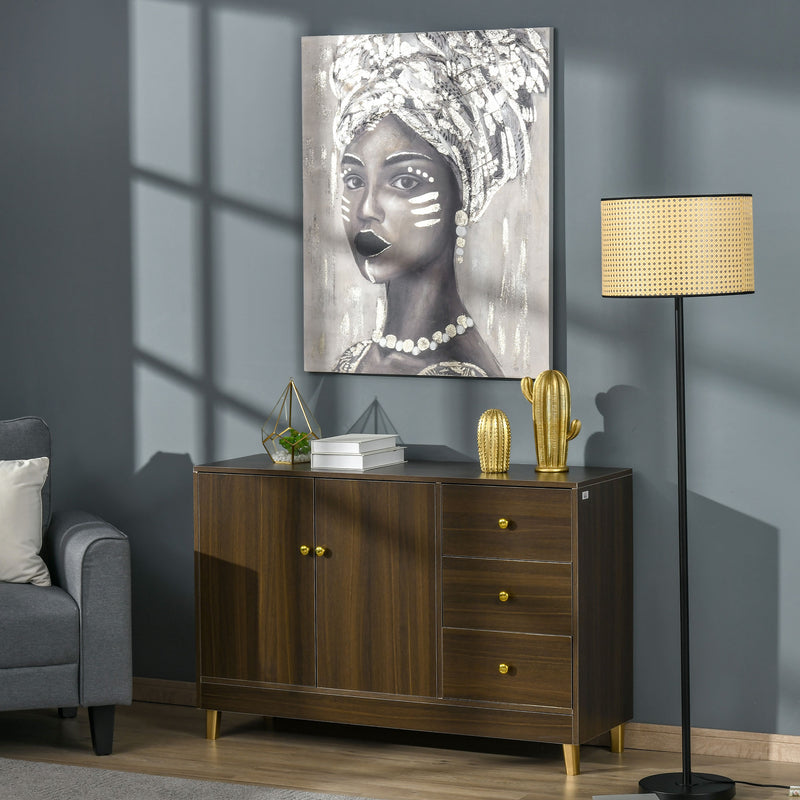 HOMCOM Hand-Painted Wall Art, Canvas Wall Painting African Woman, 100 x 80cm