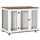PawHut Dog Crate Furniture End Table w/ Lockable Door, for Large Dogs - White