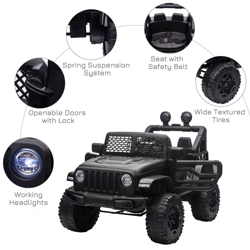 HOMCOM Kids Electric Ride on Car Truck Off Road 12v - Black