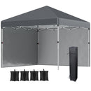 Outsunny 3x3 (M) Pop Up Gazebo Party Tent w/ 2 Sidewalls, Weight Bags Dark Grey