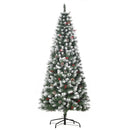 HOMCOM Christmas Tree Slim 6' with Pinecones and Berries