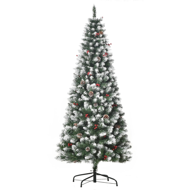 HOMCOM Christmas Tree Slim 6' with Pinecones and Berries