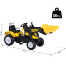 HOMCOM Ride On Excavator with Front Loader Digger - Yellow