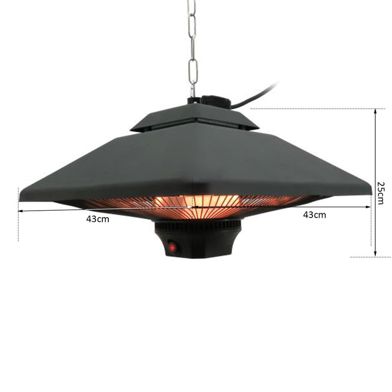 Outsunny Hanging Halogen Heater 2000W Black