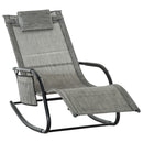 Outsunny Breathable Mesh Rocking Chair Outdoor Recliner w/ Headrest Dark Grey