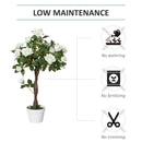 Outsunny Artificial Rose Tree and Planter for Indoor & Outdoor use - White and Green