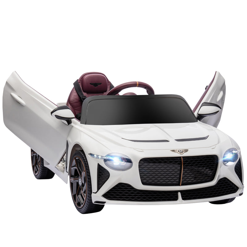 HOMCOM Bentley Bacalar Licensed 12V Kids Electric Ride-On w/ Remote - White