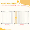 PawHut 74-94cm Adjustable Metal Pet Gate Safety Barrier w/ Auto-Close White