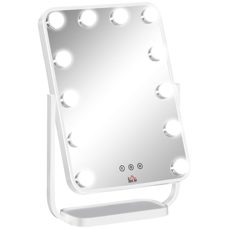 HOMCOM Hollywood Vanity Mirror with Dimmable LED Bulbs, Memory Function Bedroom