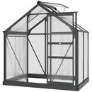 Outsunny 6x4ft Walk-In Polycarbonate Greenhouse Plant Grow Galvanized Aluminium