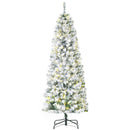 HOMCOM Christmas Tree Snow Flocked Slim 6' with 250 Warm White LED Lights