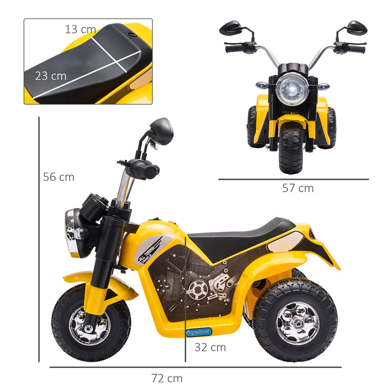 HOMCOM Kids Electric Ride On Motorcycle Bike - Yellow