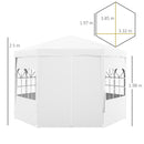 Outsunny 3.9m Outdoor Gazebo Canopy Party Tent with 6 Removable Side Walls