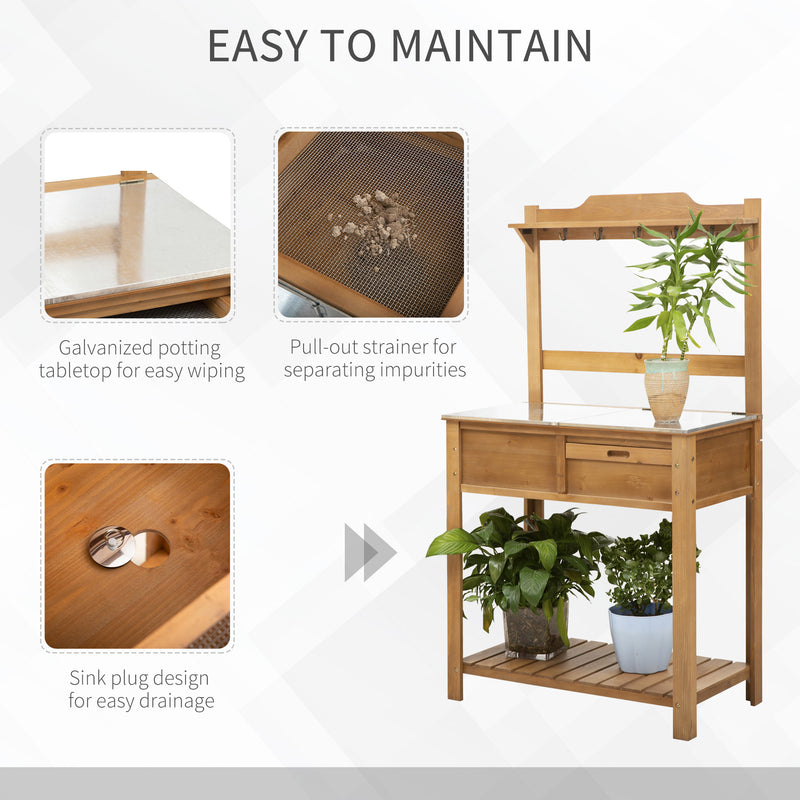 Outsunny Wooden Garden Potting Table