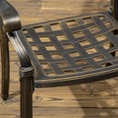 Outsunny 7-PC Cast Aluminum Patio Dining Set W/ Umbrella Hole & Cushion, Bronze