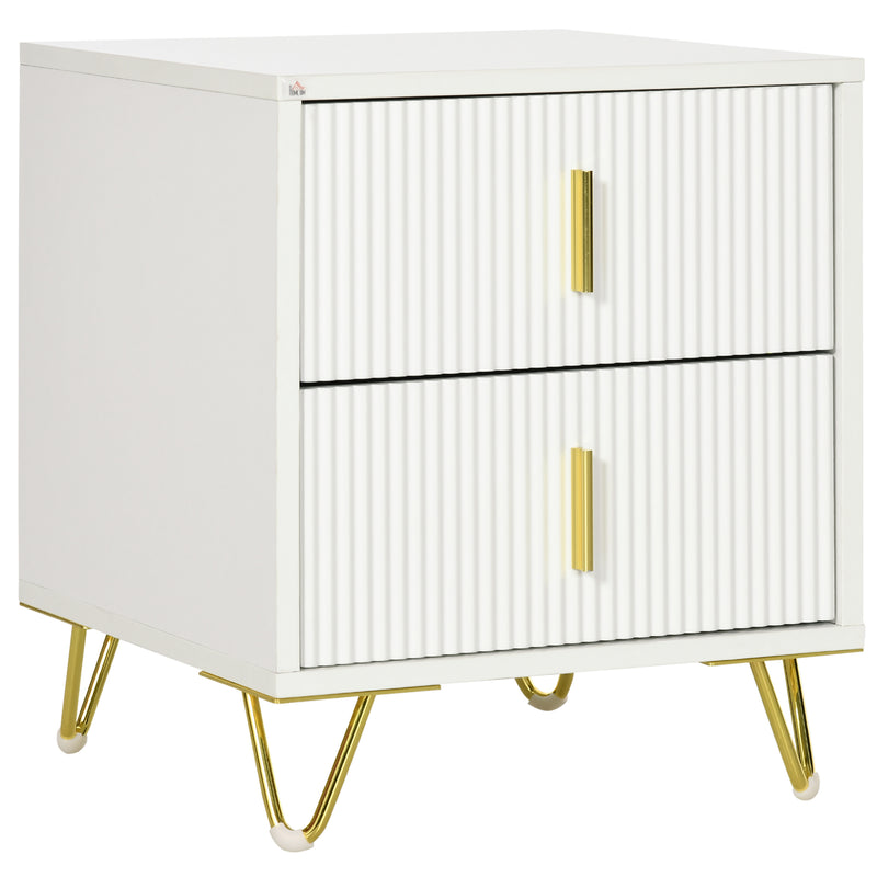 HOMCOM Nightstand with 2 Drawers, Side End Table for Living Room, Bedroom