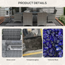 Outsunny PE Rattan Dining Set with Fire Pit Table and Cushioned Armchairs, Grey