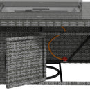 Outsunny PE Rattan Dining Set with Fire Pit Table and Cushioned Armchairs, Grey