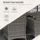 Outsunny PE Rattan Dining Set with Fire Pit Table and Cushioned Armchairs, Grey