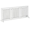 PawHut Foldable Wooden Pet Gate w/ 3 Panels 2 Support Feet for Small Dogs White