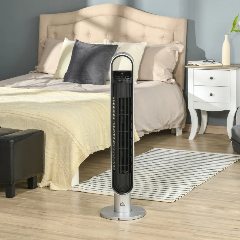 HOMCOM Anion Tower Fan 39" 100cm with 3 Speeds and Timer - Silver