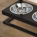 PawHut Raised Dog Bowl w/ Adjustable Height Stand for Small Medium Large Dogs