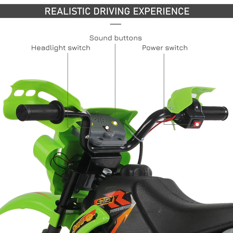 HOMCOM Kids Ride on Electric Motorcycle 6V Battery Scooter - Green