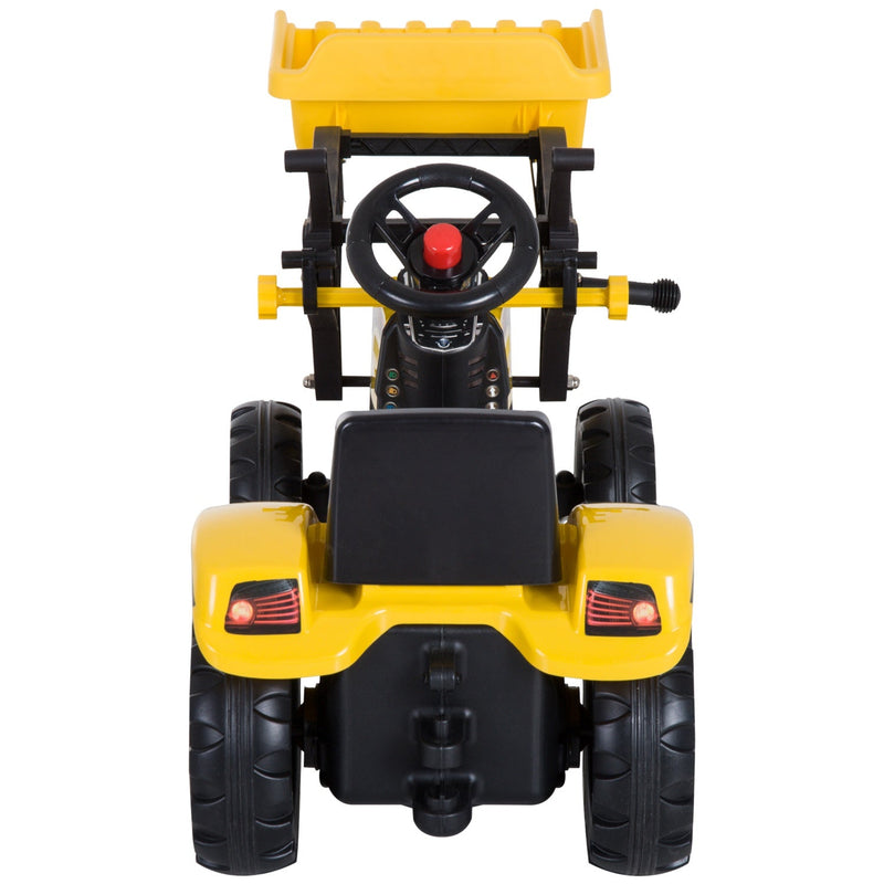 HOMCOM Ride On Excavator with Front Loader Digger - Yellow