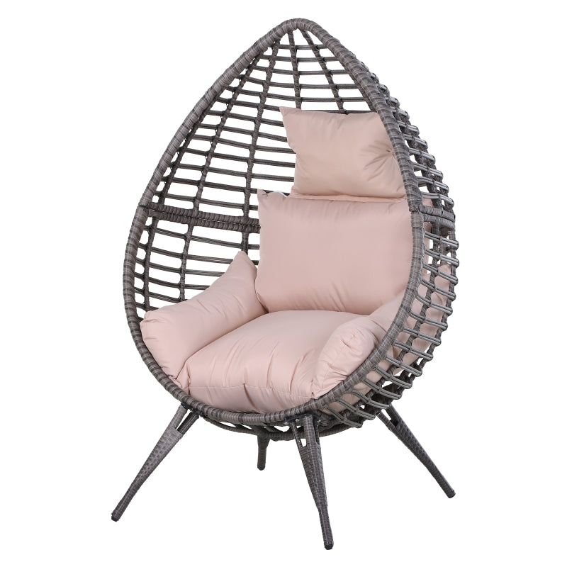 Outsunny Wicker Rattan Outdoor Egg Chair with 4 Legs Beige