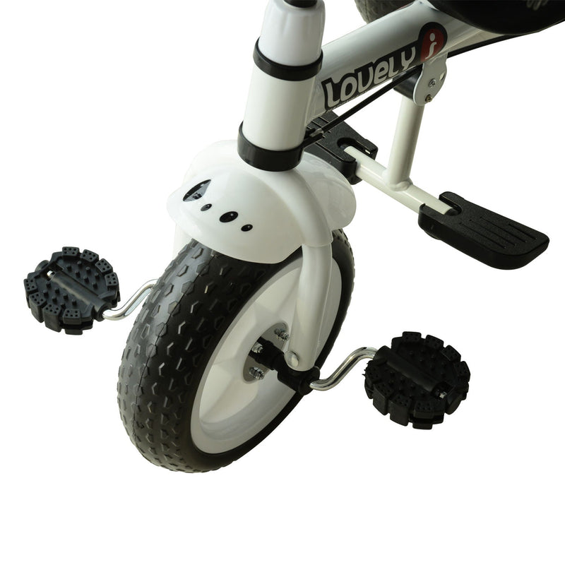 Baby Tricycle with Handle - White/Black