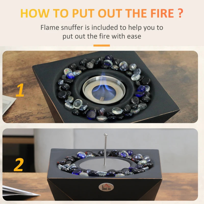 HOMCOM Portable Tabletop Bioethanol Fireplace - Black