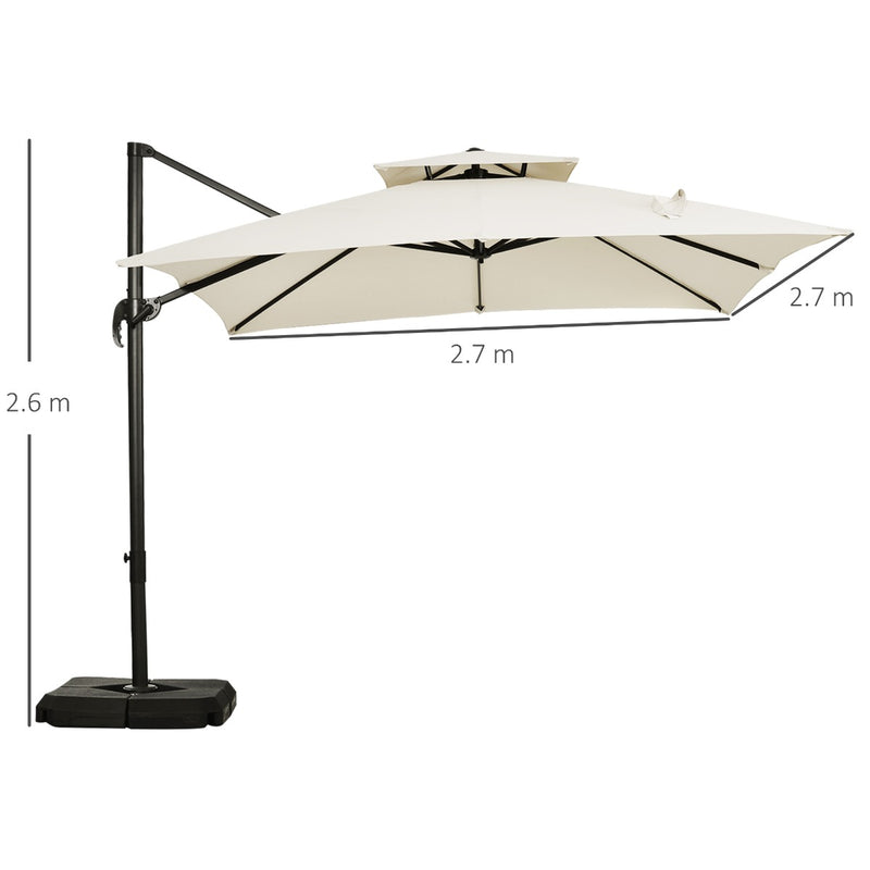 Outsunny Patio Offset Umbrella Cream