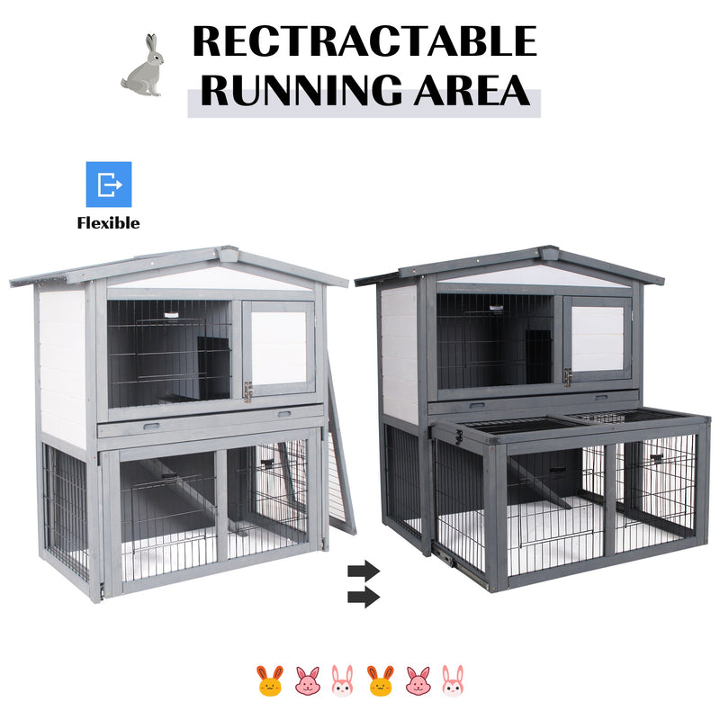 Pawhut Rabbit Hutch Grey