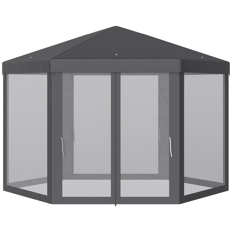 Outsunny Garden Hexagonal Gazebo Patio Outdoor Canopy Patio Party Tent Grey