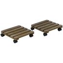 Outsunny 2 Pack Plant Stand with Wheels Mobile Flowerpot Holder for Indoor & Outdoor Use