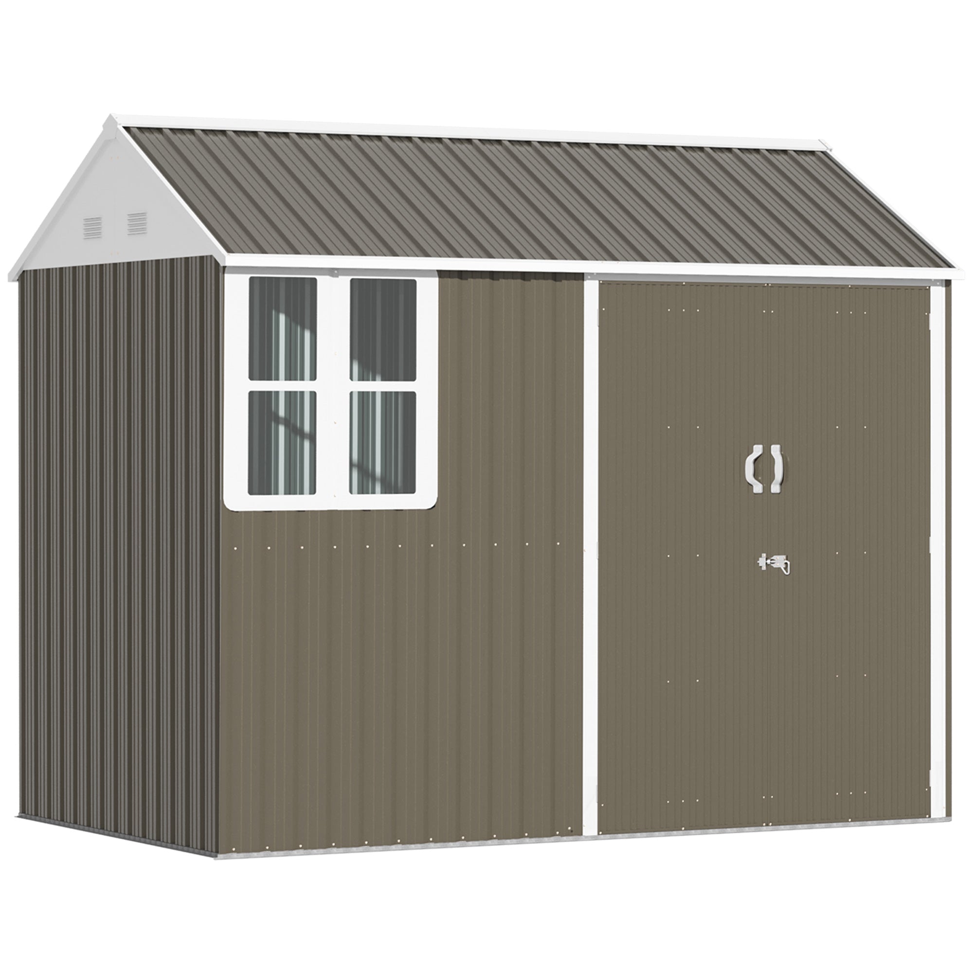 Outsunny 8x6ft Metal Garden Shed Outdoor Storage Shed W/ Doors Window,